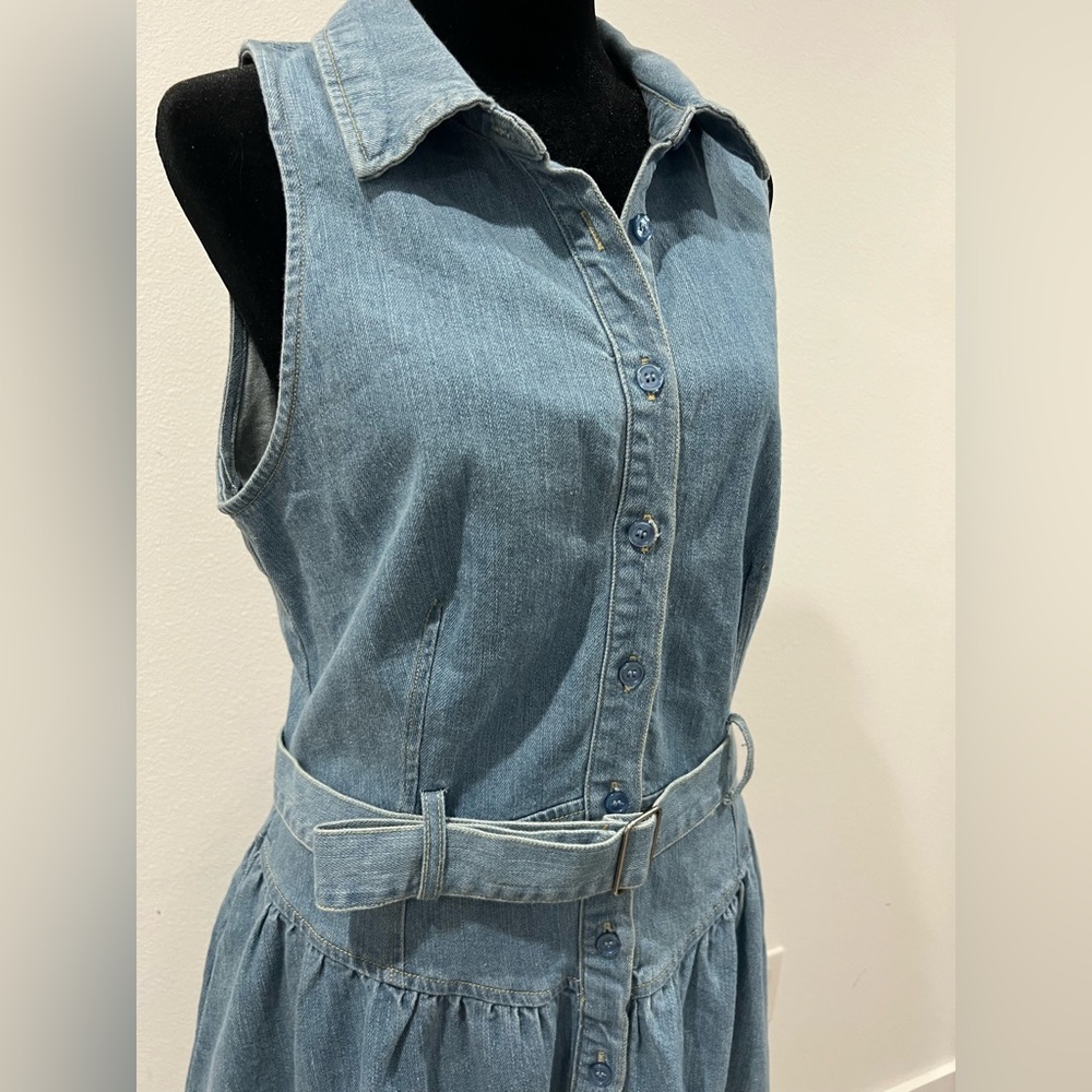 NWT Steve Madden Denim Maxi Shirt Dress Belted Button Front Size 6 - Picture 4 of 5